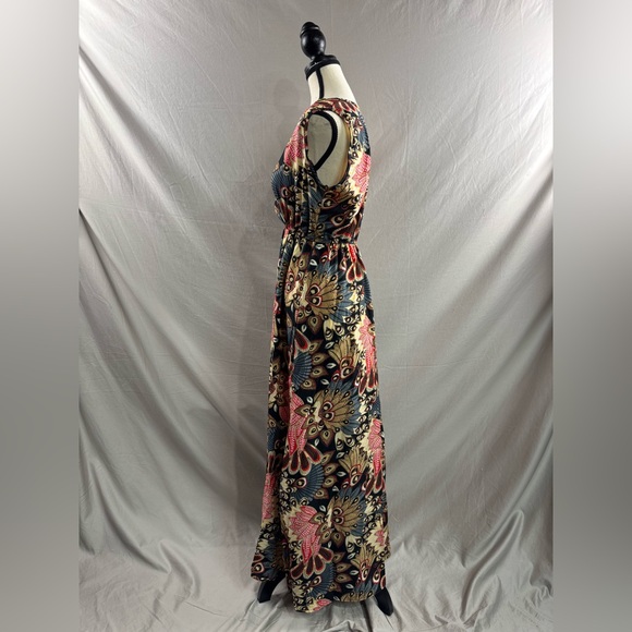 Boho Tropical Print A-Line Maxi Dress - Picture 7 of 8